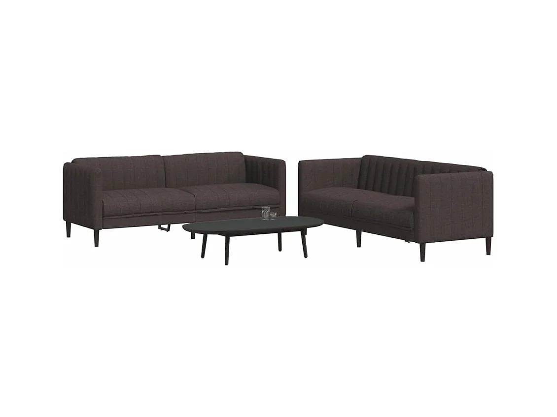 Ensemble de canapés 2 pcs marron foncé tissu