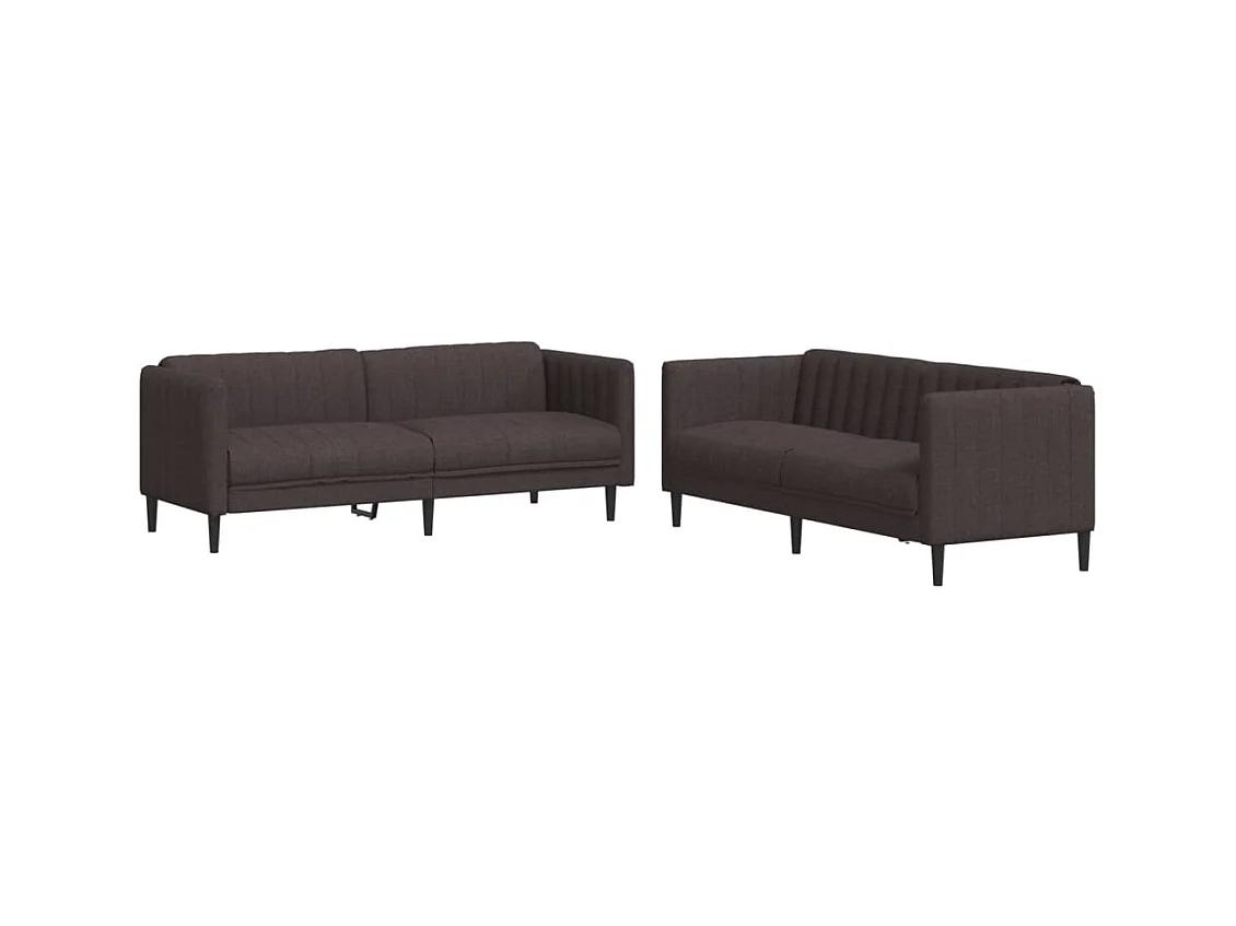 Ensemble de canapés 2 pcs marron foncé tissu