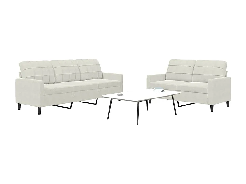 2-delige Loungeset met kussens fluweel crèmekleurig