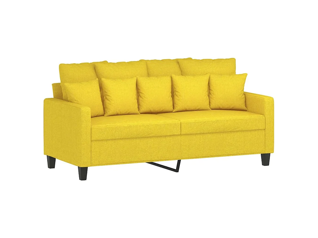 Set di Divani 2 pz con Cuscini Giallo Chiaro in Tessuto
