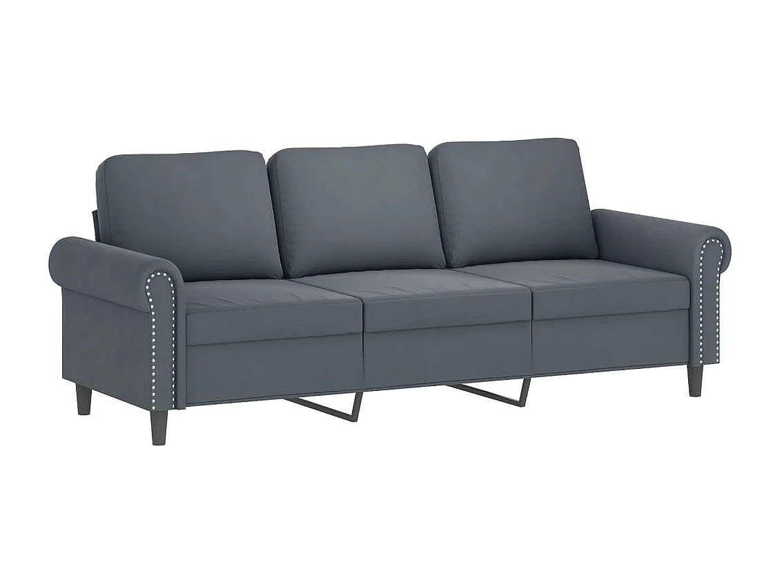 Set di Divani 3 pz con Cuscini Grigio Scuro in Velluto