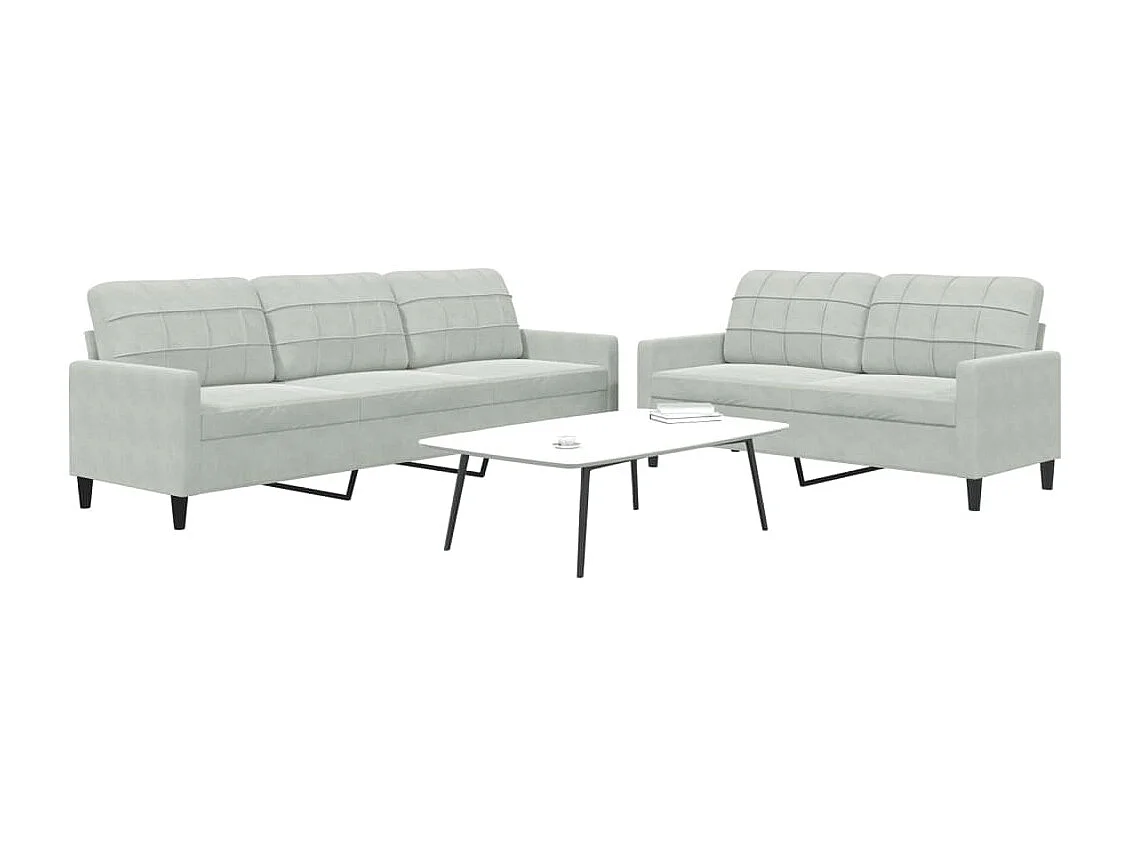 2-delige Loungeset met kussens fluweel lichtgrijs