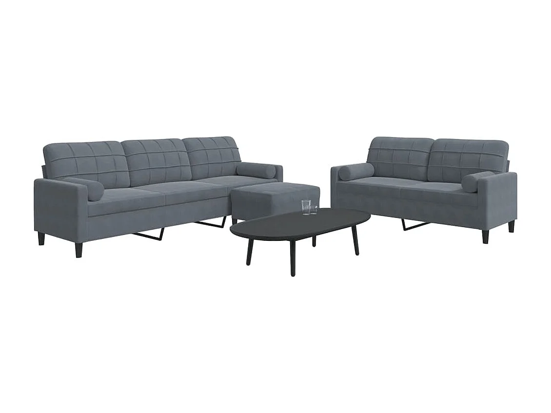 Ensemble de canapés 3 pcs avec coussins et traversins velours