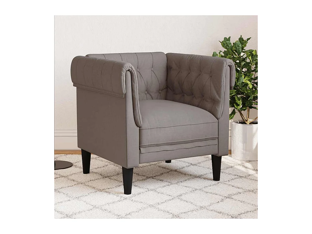 Fauteuil Chesterfield taupe tissu