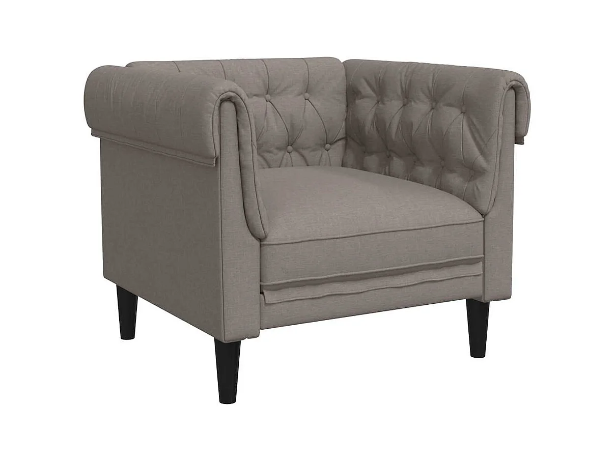 Sillón Chesterfield de tela gris taupé