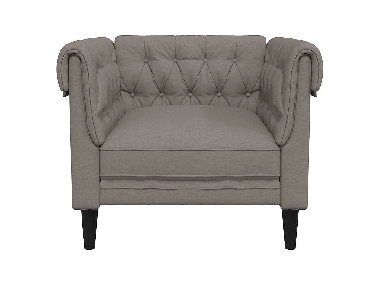 Sillón Chesterfield de tela gris taupé