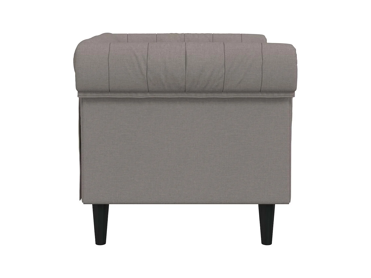 Sillón Chesterfield de tela gris taupé