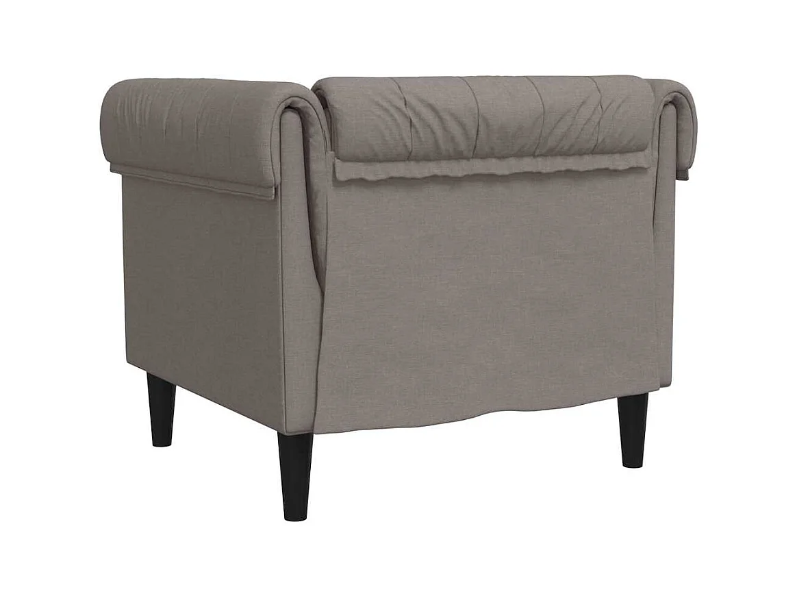 Sillón Chesterfield de tela gris taupé