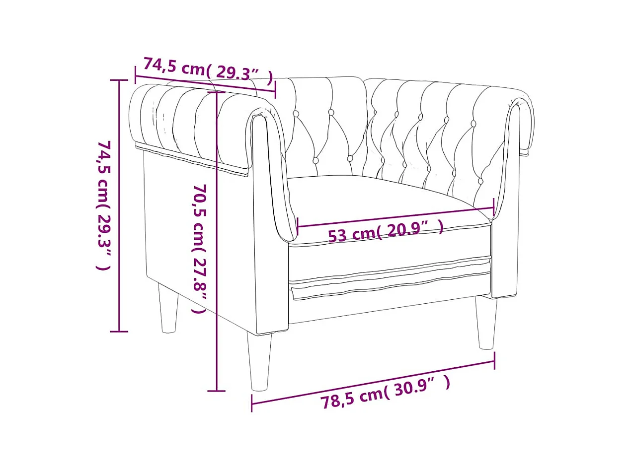 Sillón Chesterfield de tela gris taupé