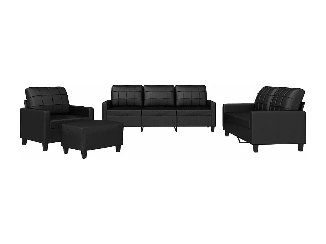 Ensemble de canapés 4 pcs avec coussins Noir Similicuir