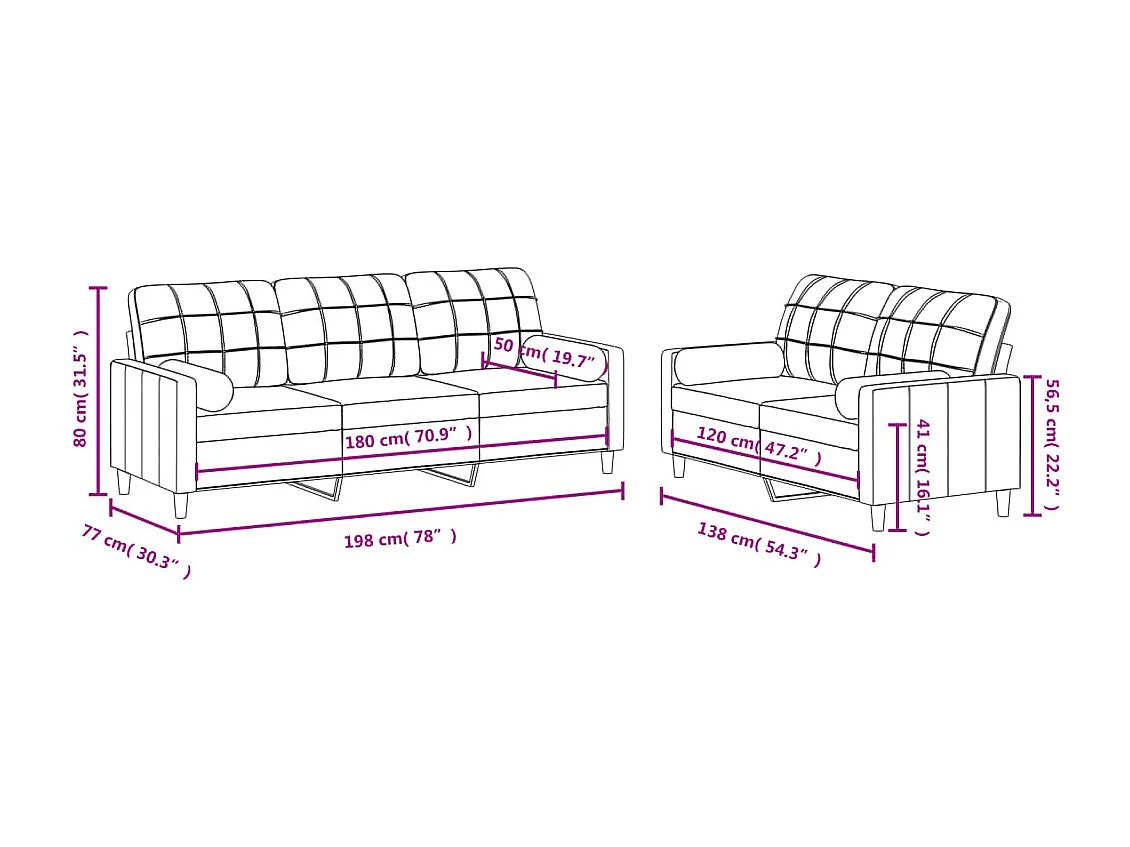 Ensemble de canapés 2 pcs avec coussins noir tissu