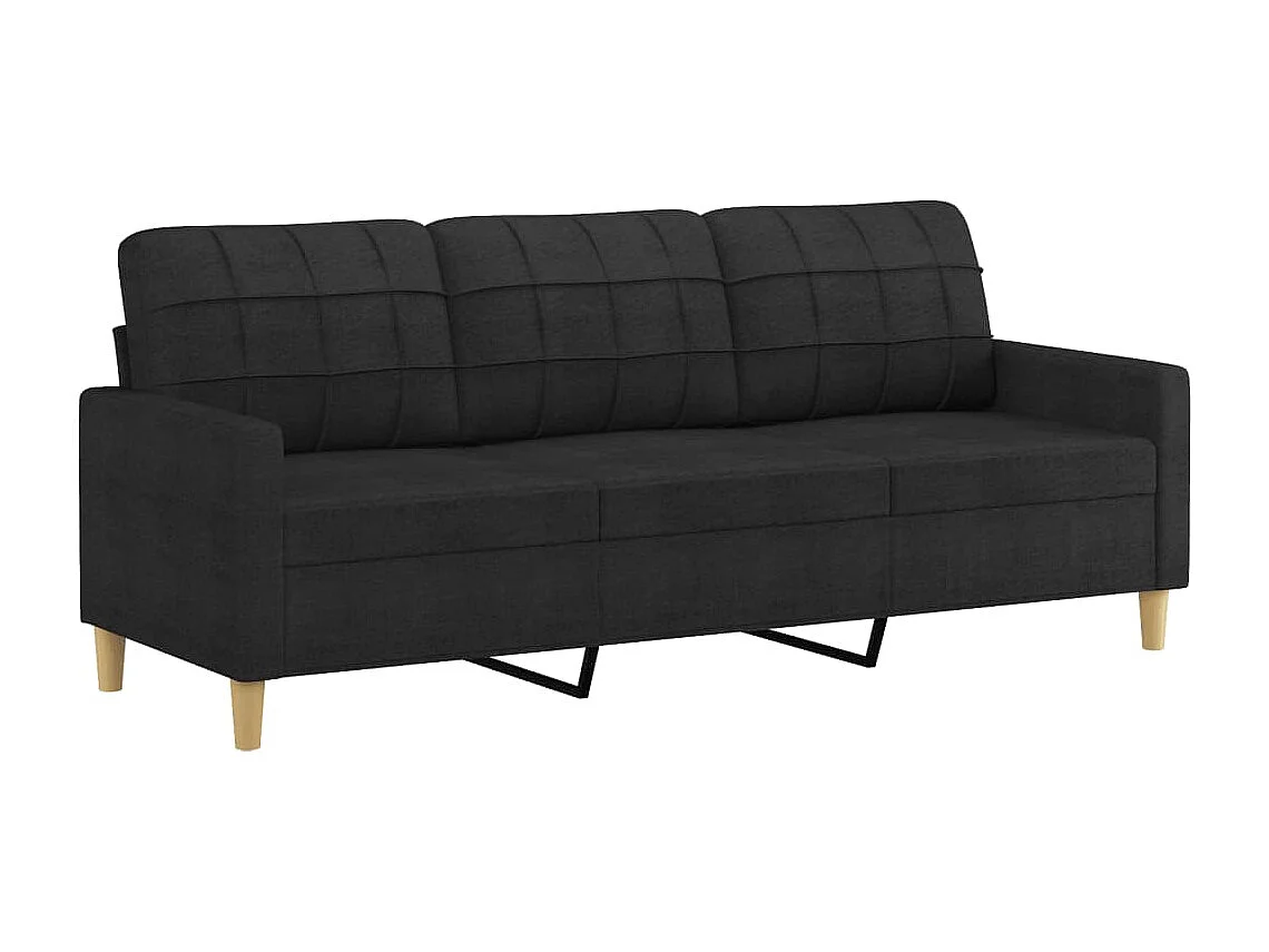 Ensemble de canapés 2 pcs avec coussins noir tissu