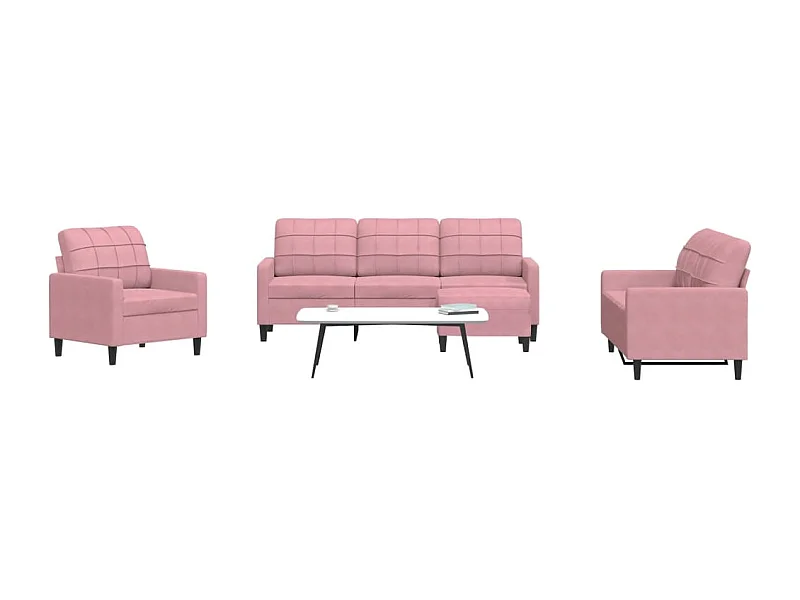 4-delige Loungeset met kussens fluweel roze