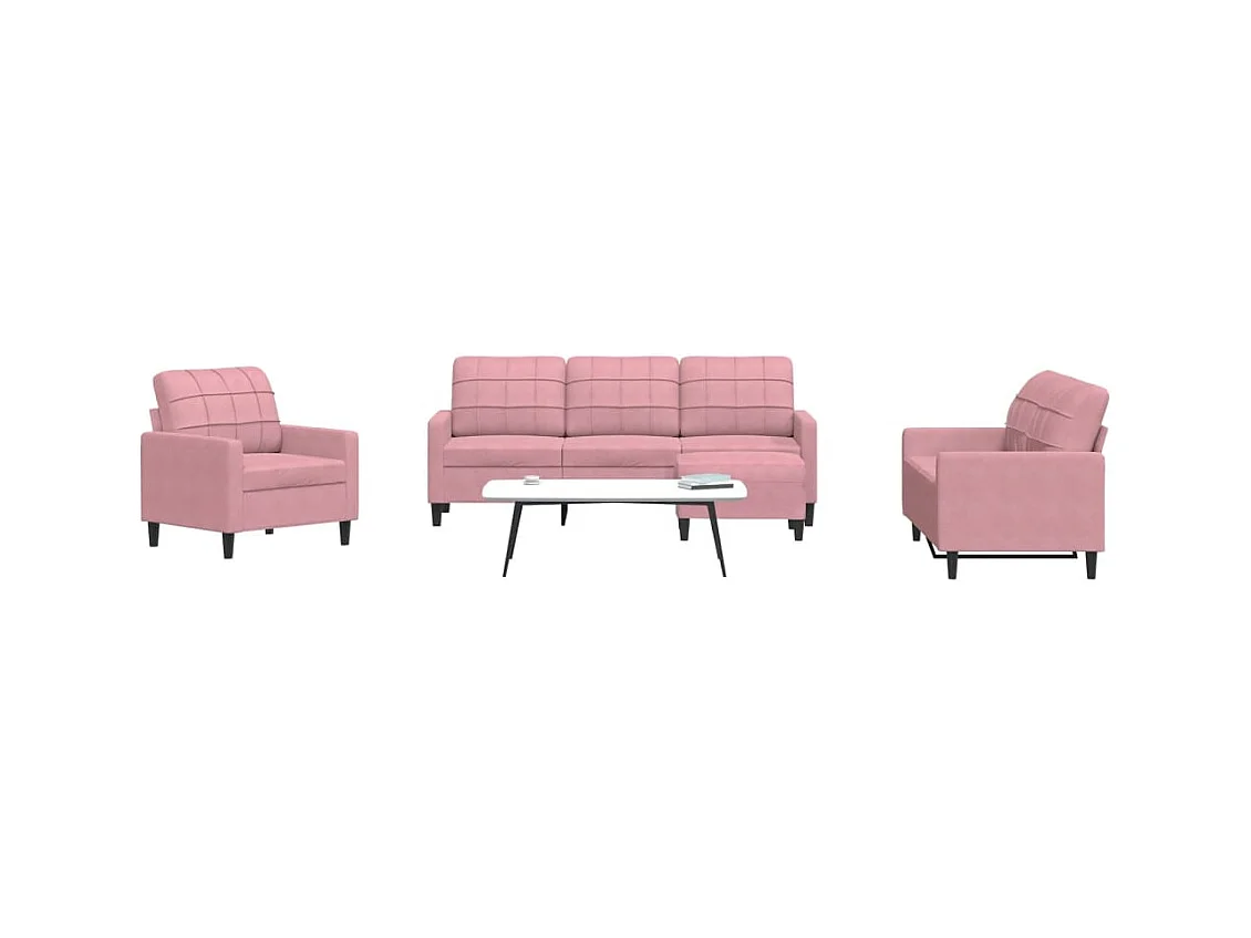 4-delige Loungeset met kussens fluweel roze