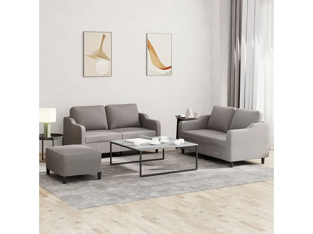 Ensemble de canapés 3 pcs avec coussins Taupe Tissu