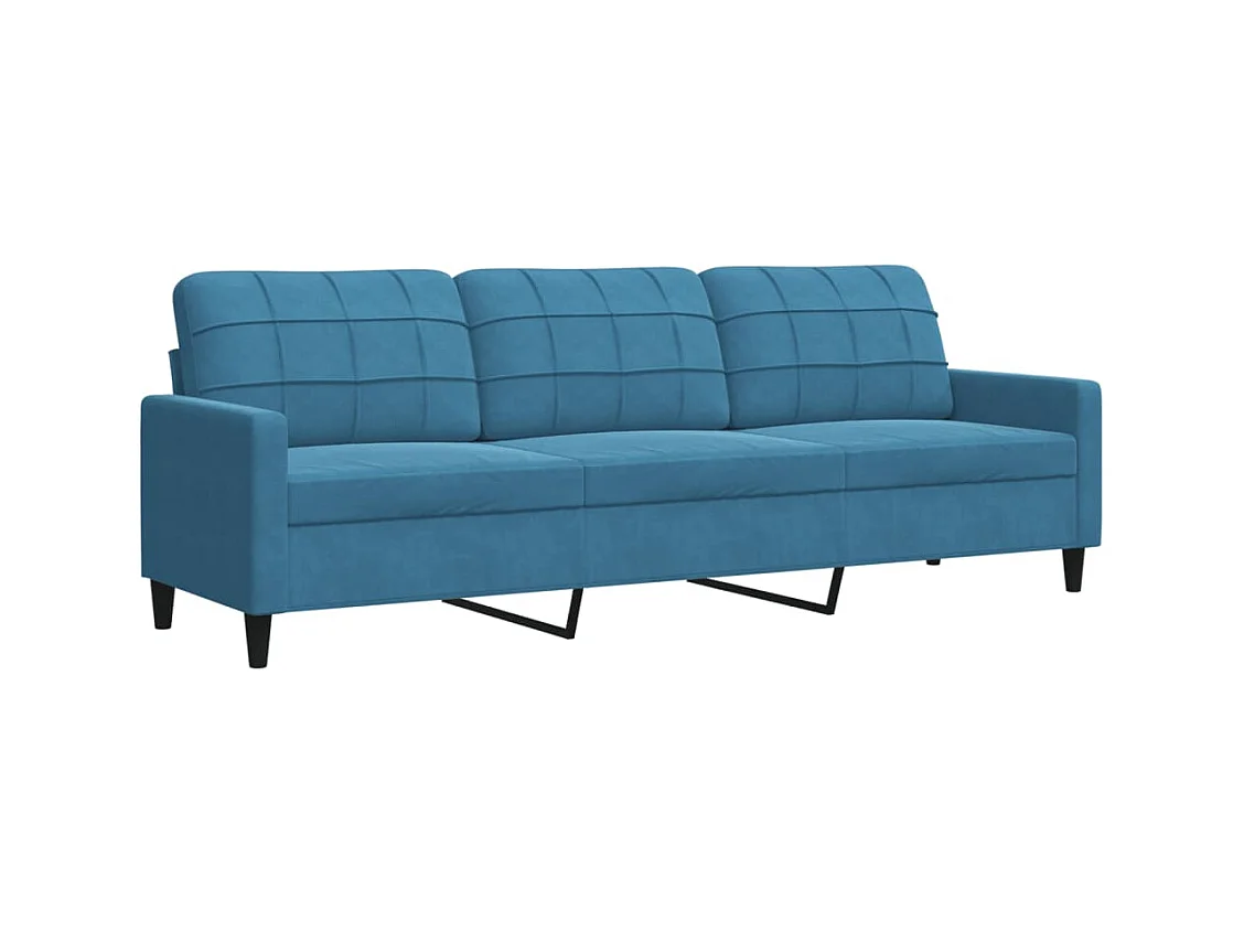 Ensemble de canapés 3pcs et coussins et traversins bleu velours