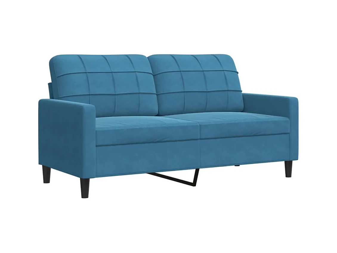 Ensemble de canapés 3pcs et coussins et traversins bleu velours