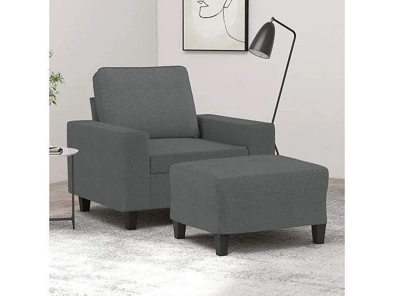 Fauteuil met voetenbank 60 cm stof donkergrijs