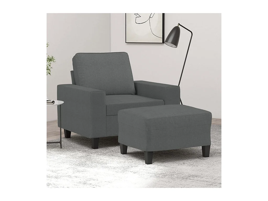 Fauteuil avec repose-pied Gris foncé 60 cm Tissu