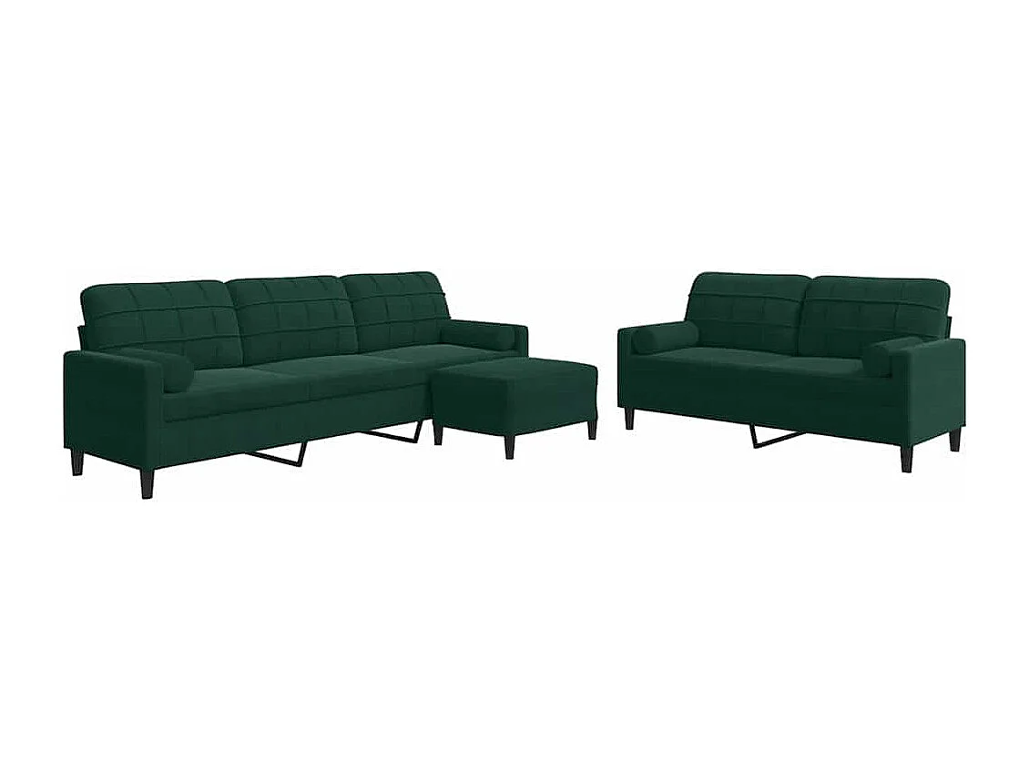Ensemble de canapés 3 pcs avec coussins et traversins velours