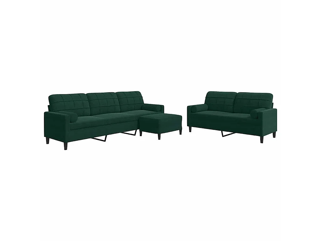 Ensemble de canapés 3 pcs avec coussins et traversins velours