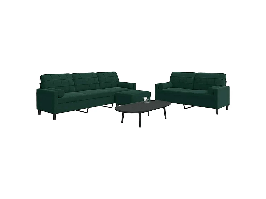 Ensemble de canapés 3 pcs avec coussins et traversins velours