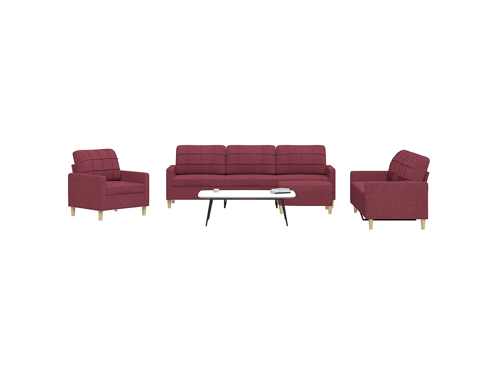 Ensemble de canapés 4 pcs avec repose-pied rouge bordeaux tissu