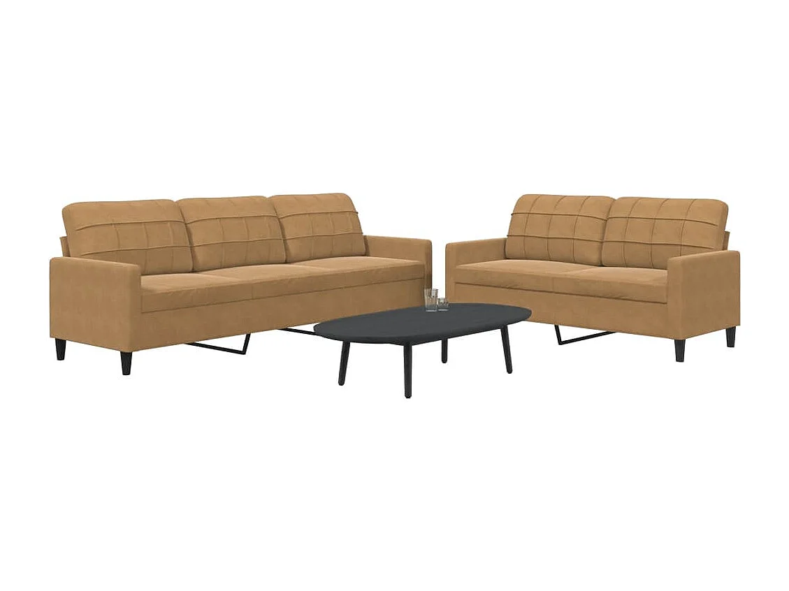 2-delige Loungeset met kussens fluweel bruin