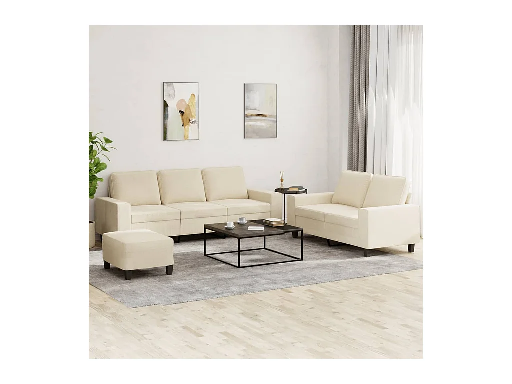 Ensemble de canapés 3 pcs crème tissu