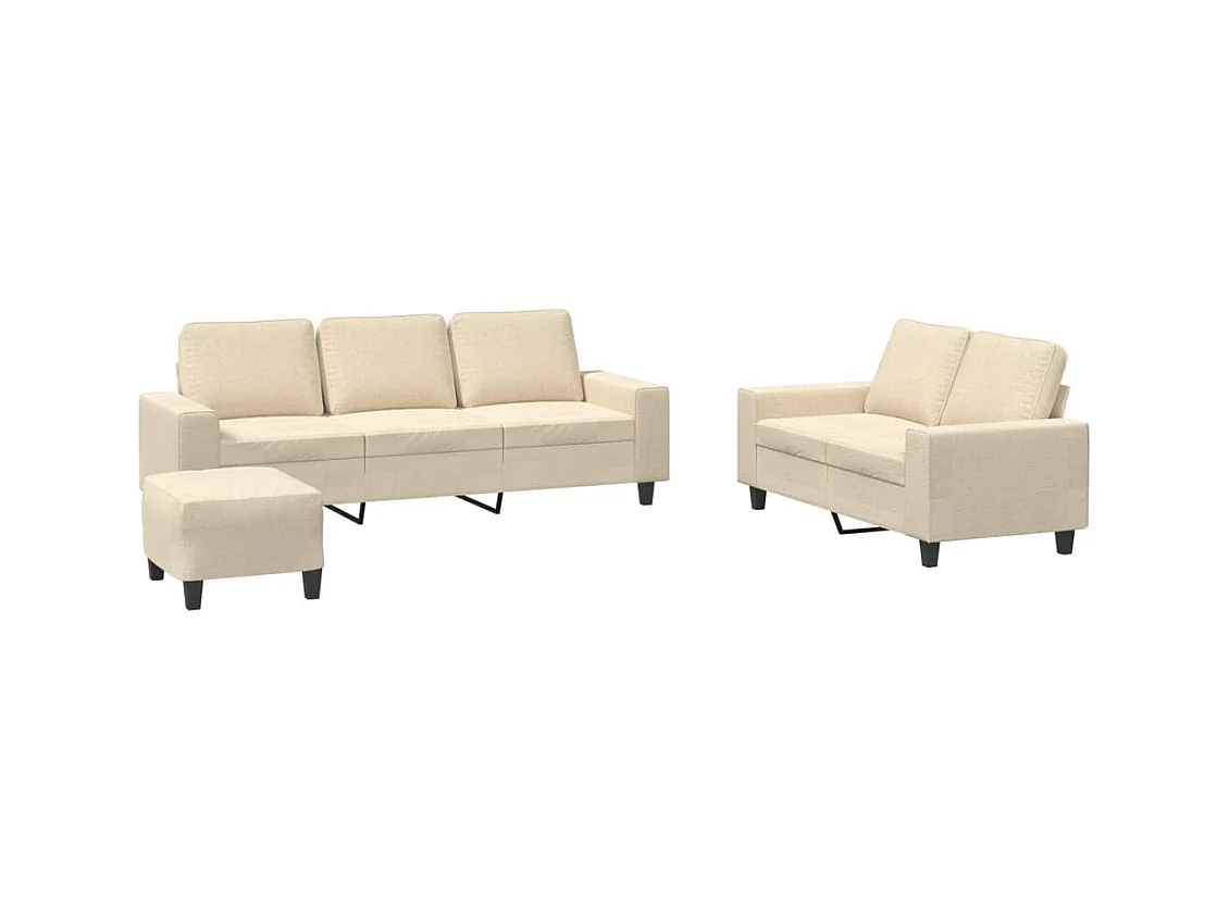 3-tlg. Sofagarnitur Creme Stoff