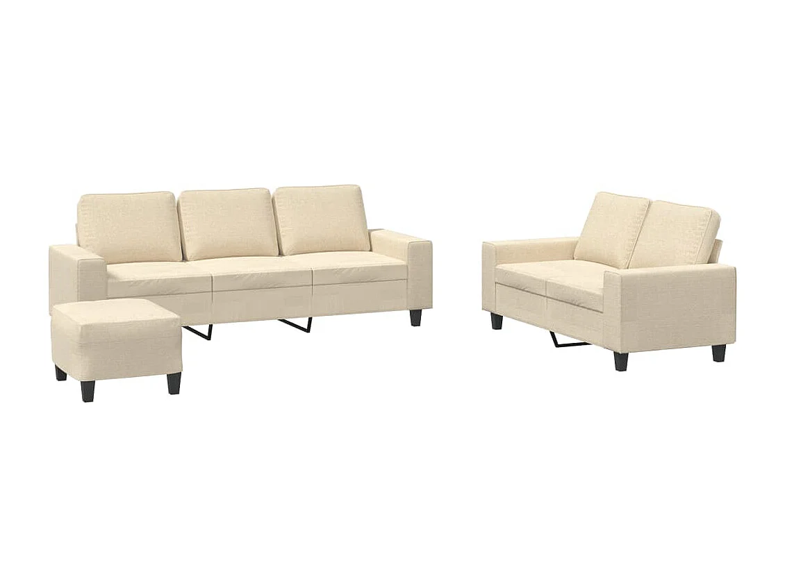 Set di Divani 3 pz Crema in Tessuto