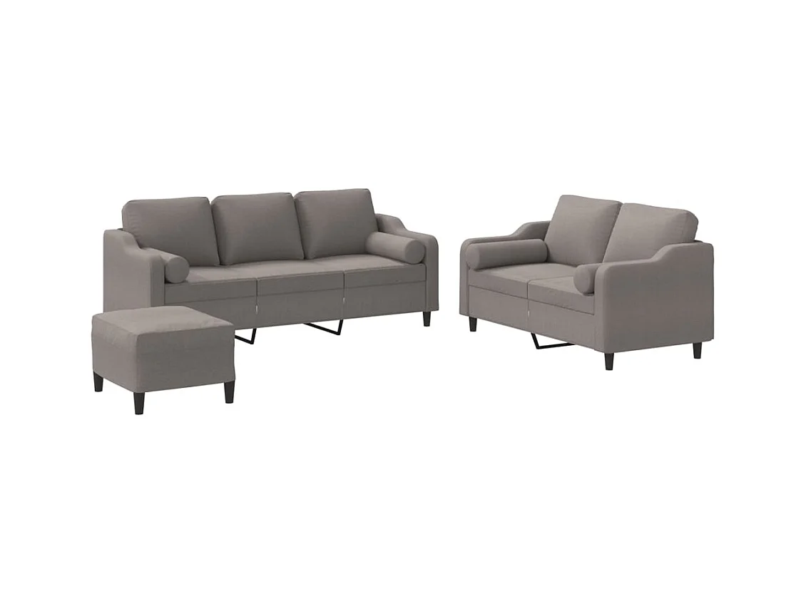 Ensemble de canapés 3 pcs avec coussins taupe tissu