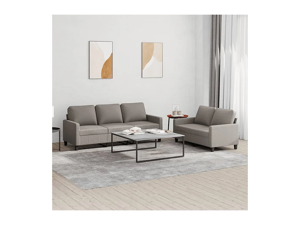 Ensemble de canapés 2 pcs avec coussins Taupe Tissu