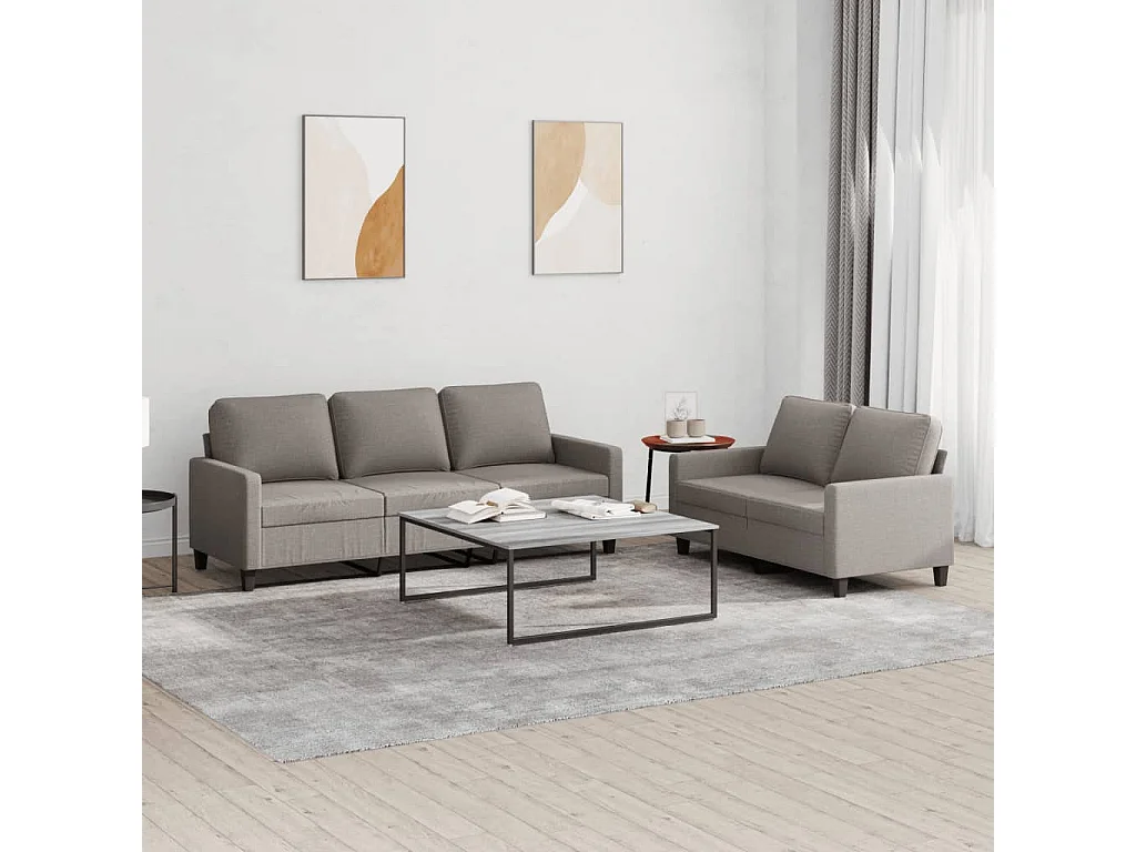 Ensemble de canapés 2 pcs avec coussins Taupe Tissu