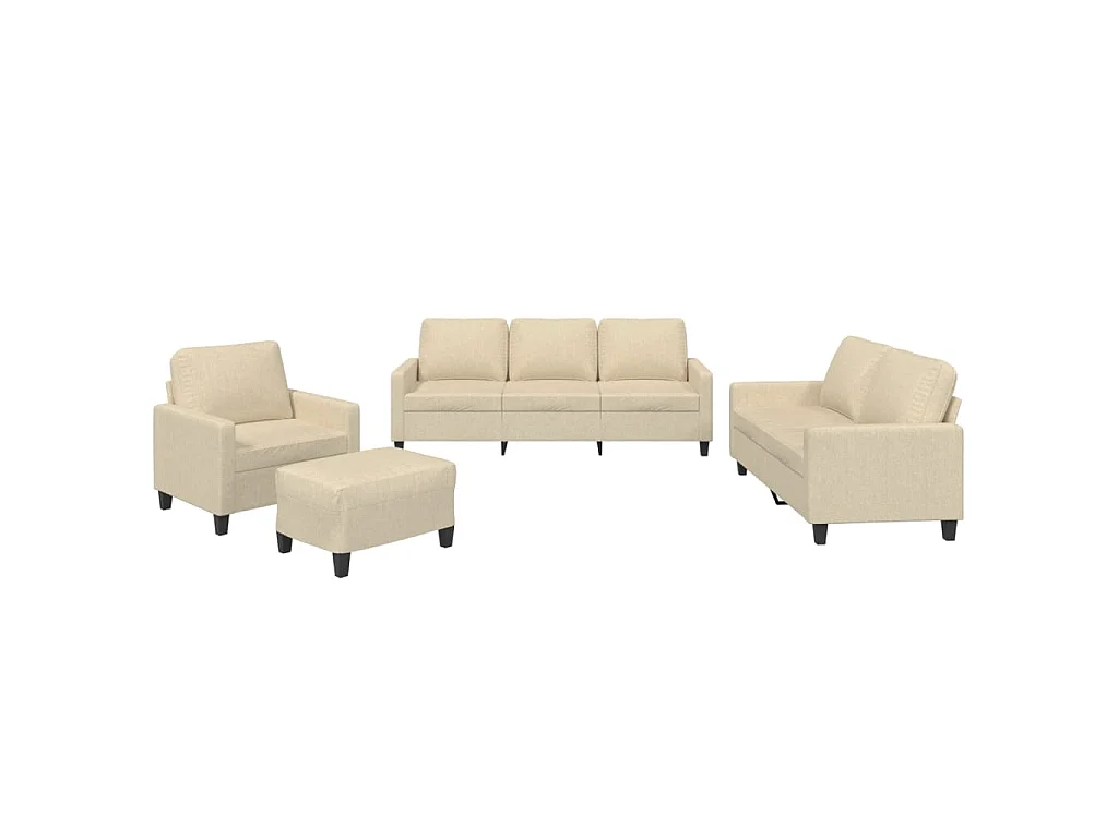 Ensemble de canapés 4 pcs avec coussins Crème Tissu