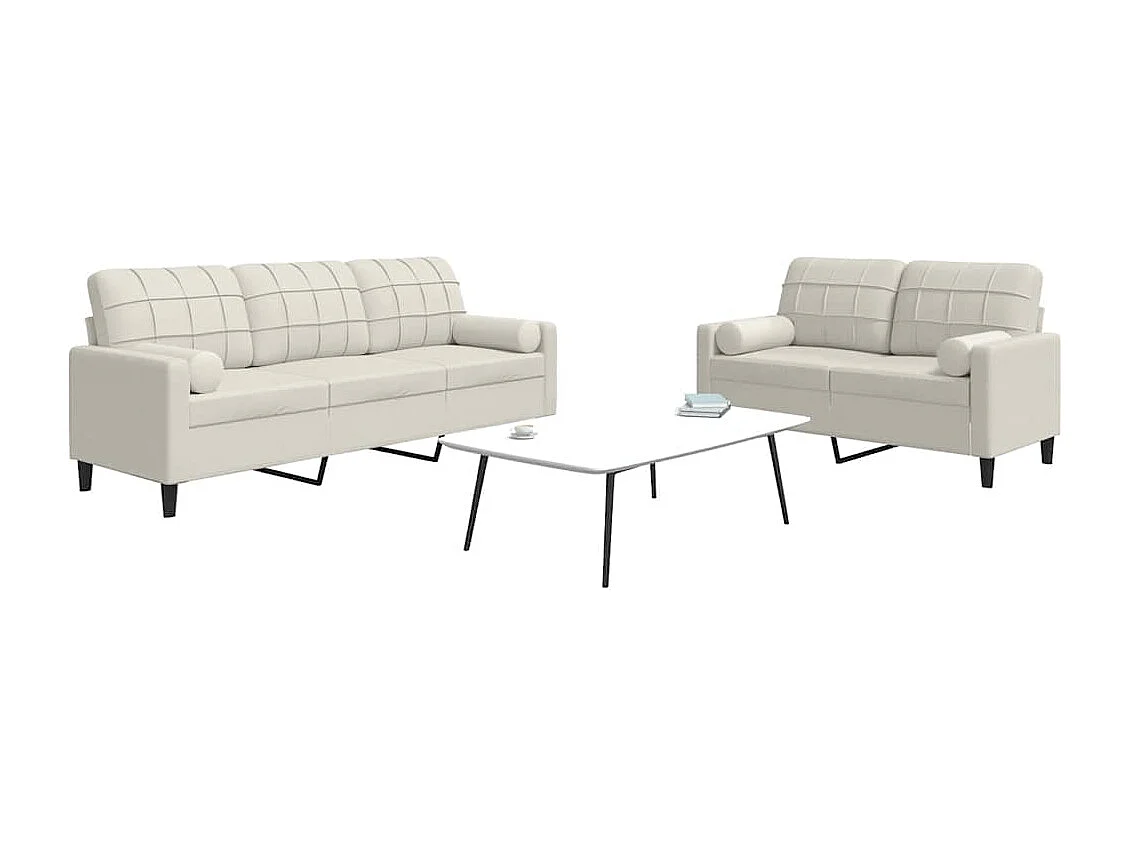 Ensemble de canapés 2 pcs avec coussins et traversins velours