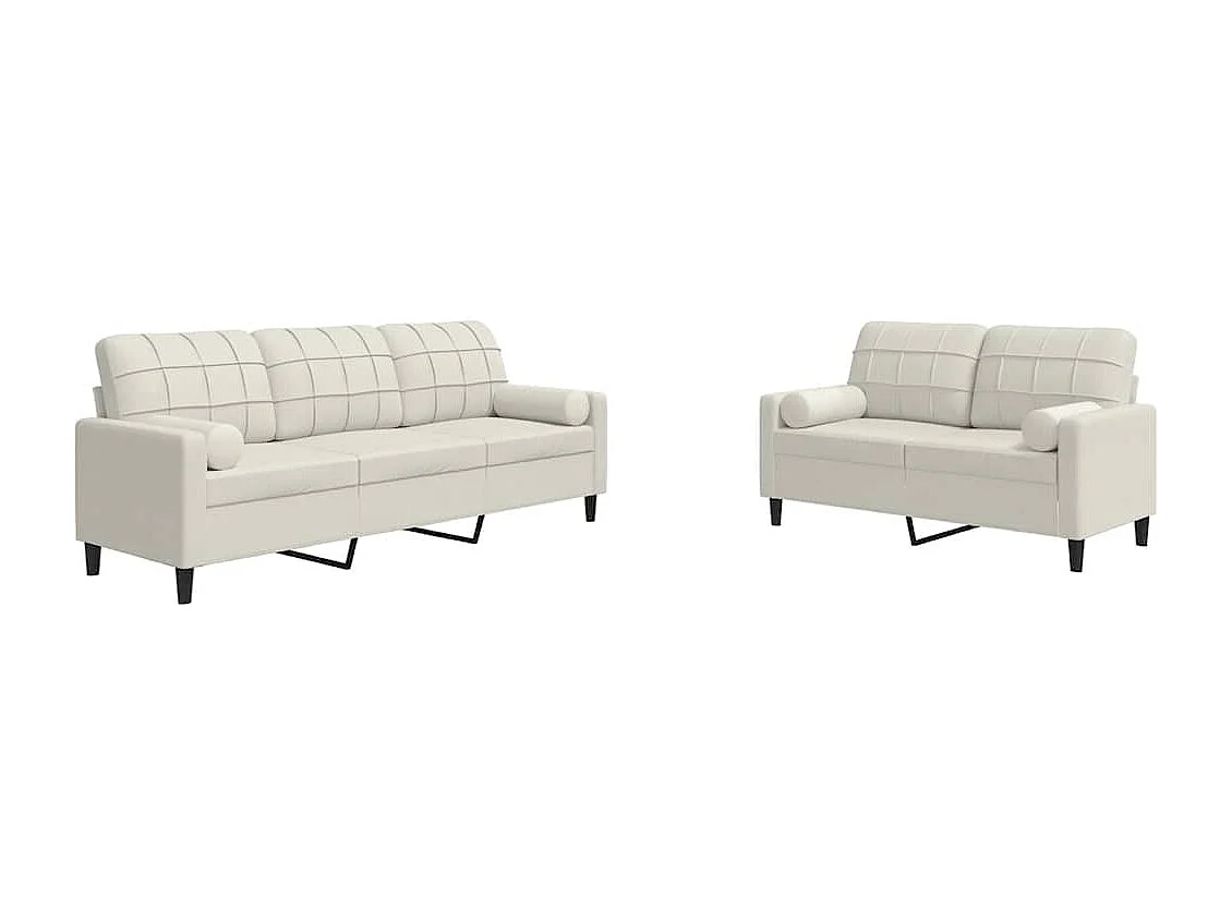 Ensemble de canapés 2 pcs avec coussins et traversins velours