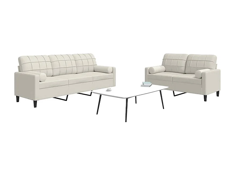 2-delige Loungeset met kussens en bolsters fluweel crèmekleurig