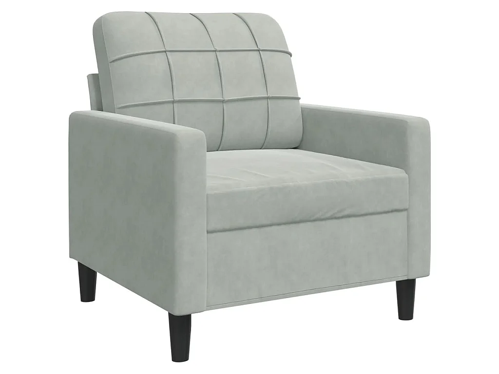 4-tlg. Sofagarnitur mit Kissen und Nackenrollen Hellgrau Samt