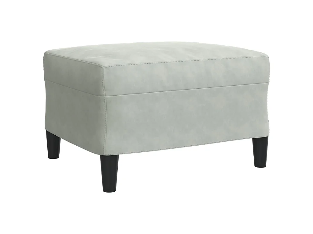 4-tlg. Sofagarnitur mit Kissen und Nackenrollen Hellgrau Samt