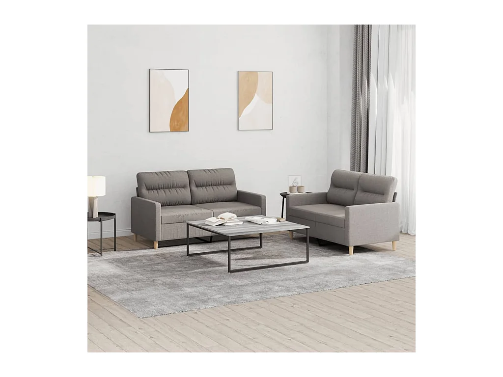 Ensemble de canapés 2 pcs avec coussins Taupe Tissu