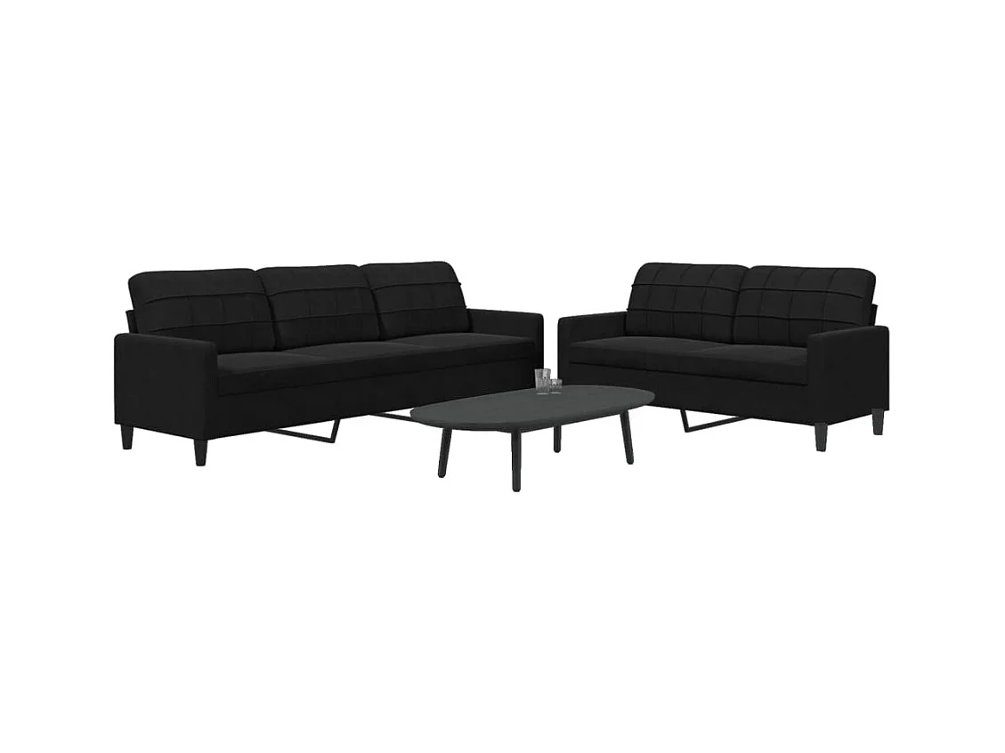 Ensemble de canapés 2 pcs avec coussins Noir Velours