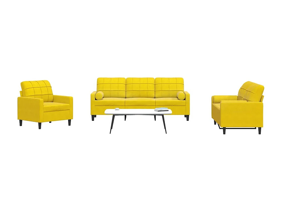 Ensemble de canapés 3 pcs avec coussins et traversins velours