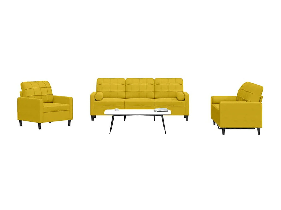 Ensemble de canapés 3 pcs avec coussins et traversins velours