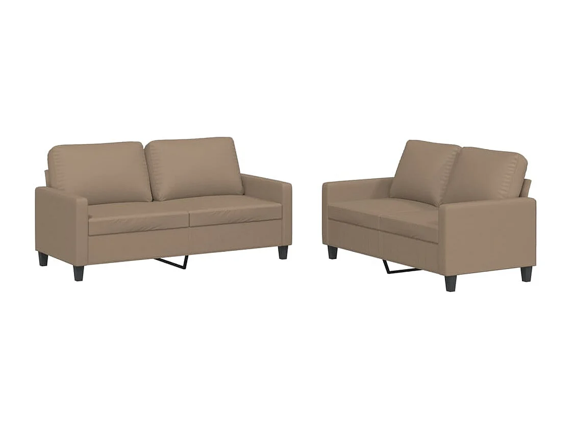 Ensemble de canapés 2 pcs avec coussins Cappuccino Similicuir