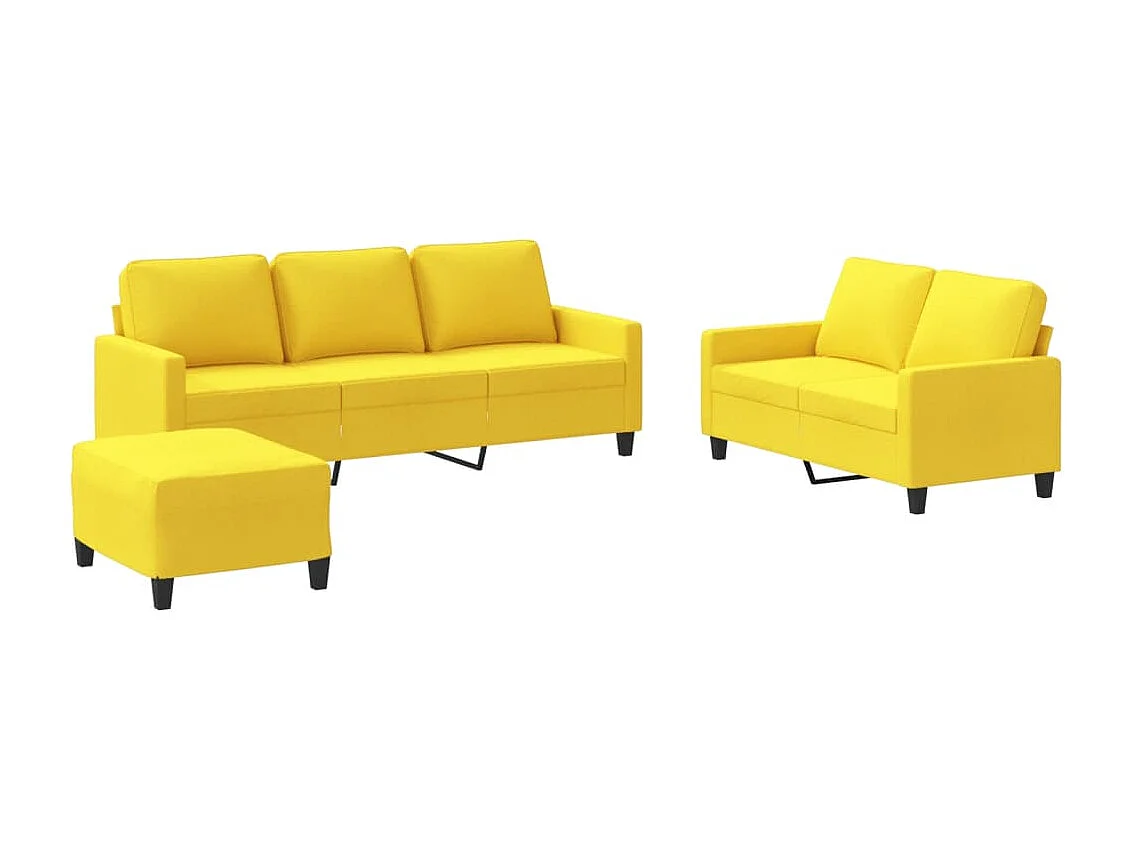 Ensemble de canapés 3 pcs avec coussins Jaune clair Tissu