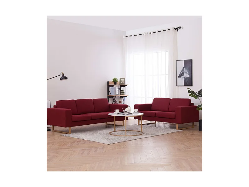Set Divani 2 pz in Tessuto Rosso Vino