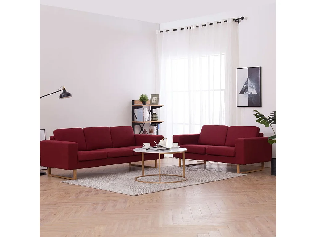 Set Divani 2 pz in Tessuto Rosso Vino