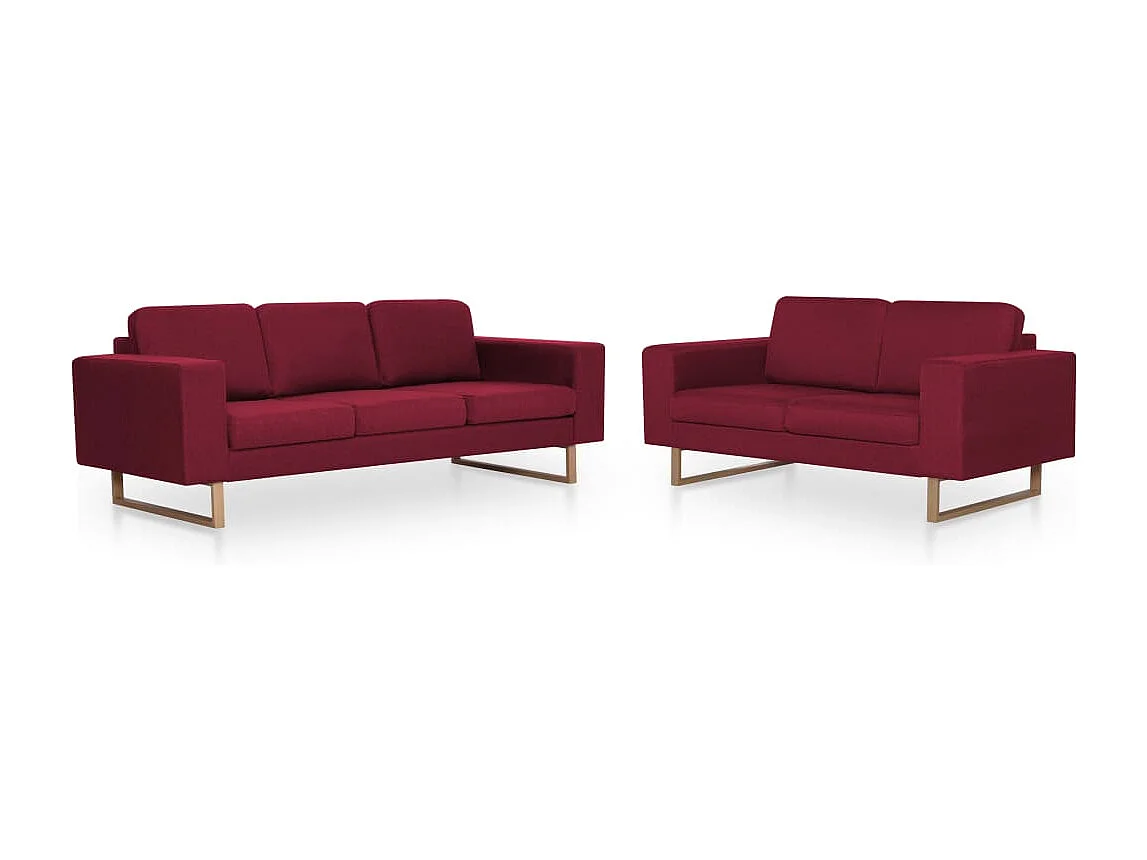 Ensemble de canapé 2 pcs Tissu Rouge bordeaux