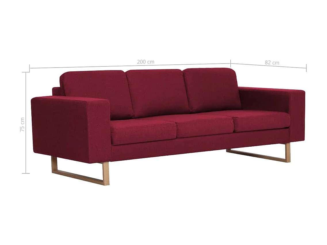 Ensemble de canapé 2 pcs Tissu Rouge bordeaux